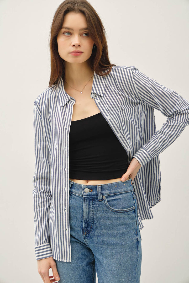 Be Cool Striped Collared Shirt
