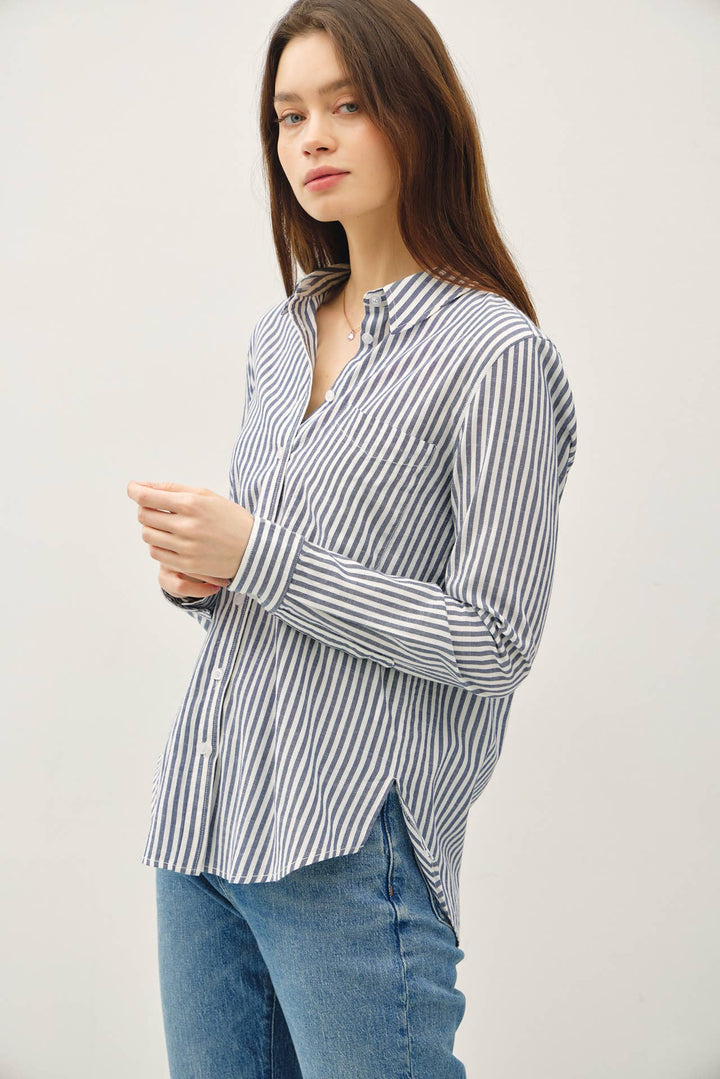 Be Cool Striped Collared Shirt