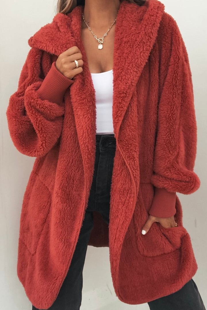 Teddy Bear Plush Cardigan (Vintage Red)