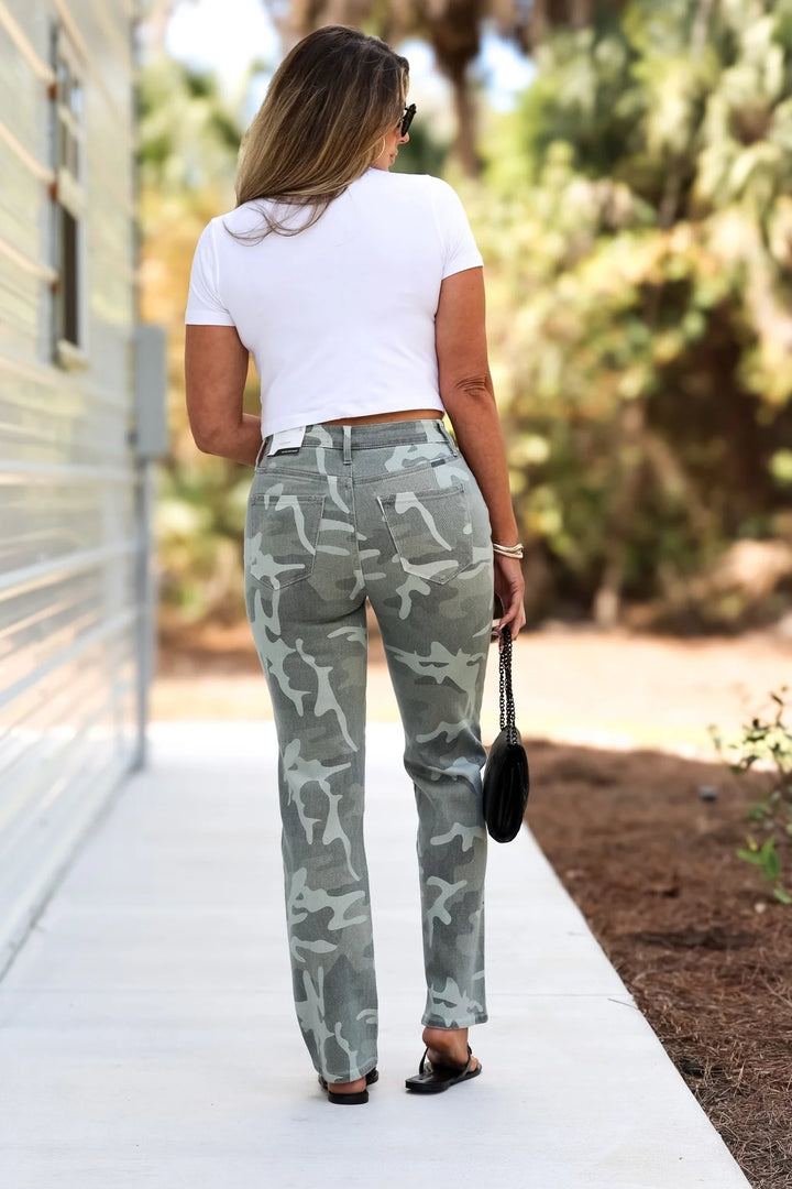 Kancan Camo Straight Leg Jean