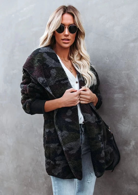 Teddy Bear Plush Cardigan (Camo)