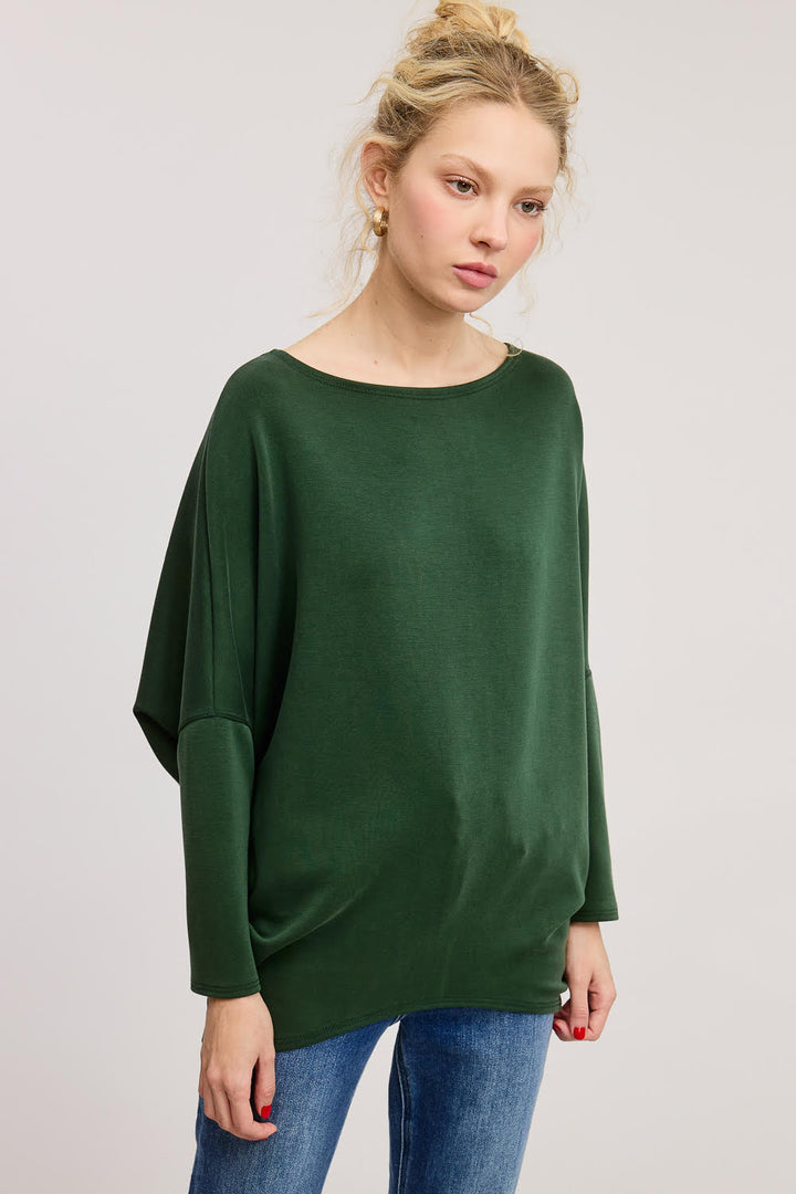 Jolie Scuba Slouch Top (Hunter Green)