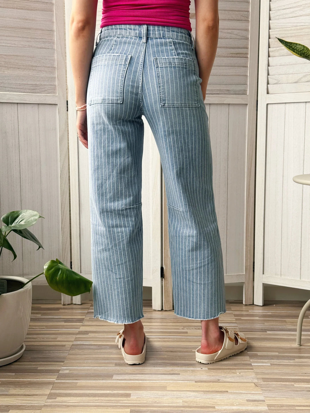 Vervet Pinstripe Barrel Jean