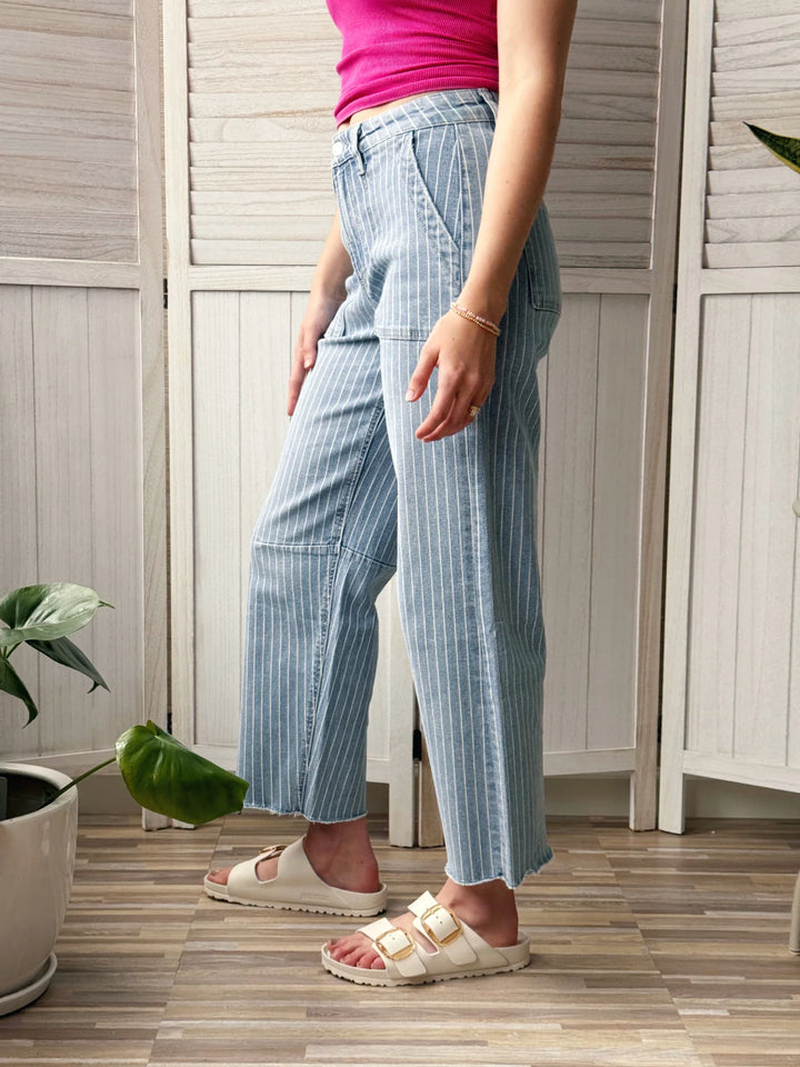 Vervet Pinstripe Barrel Jean