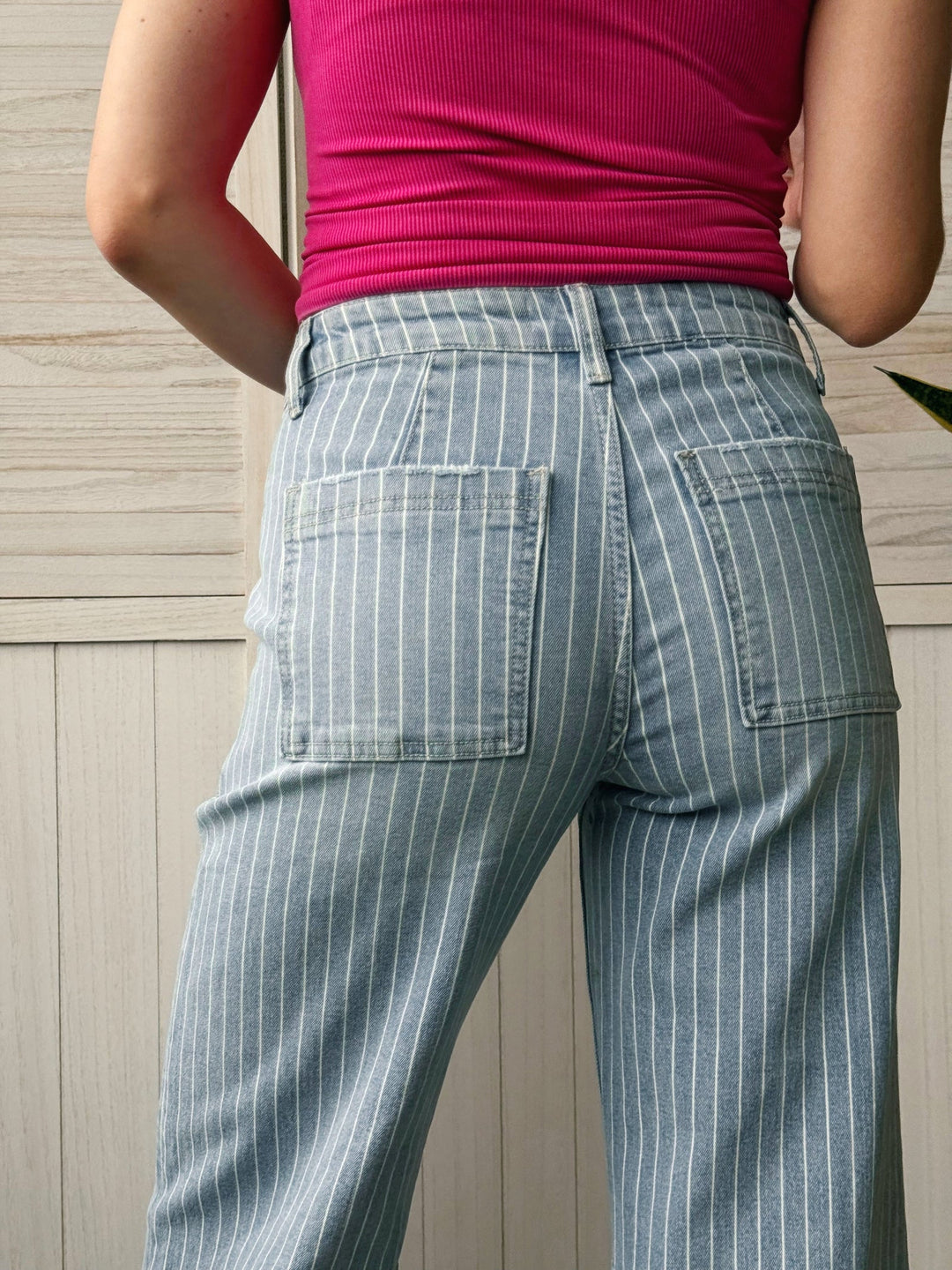 Vervet Pinstripe Barrel Jean