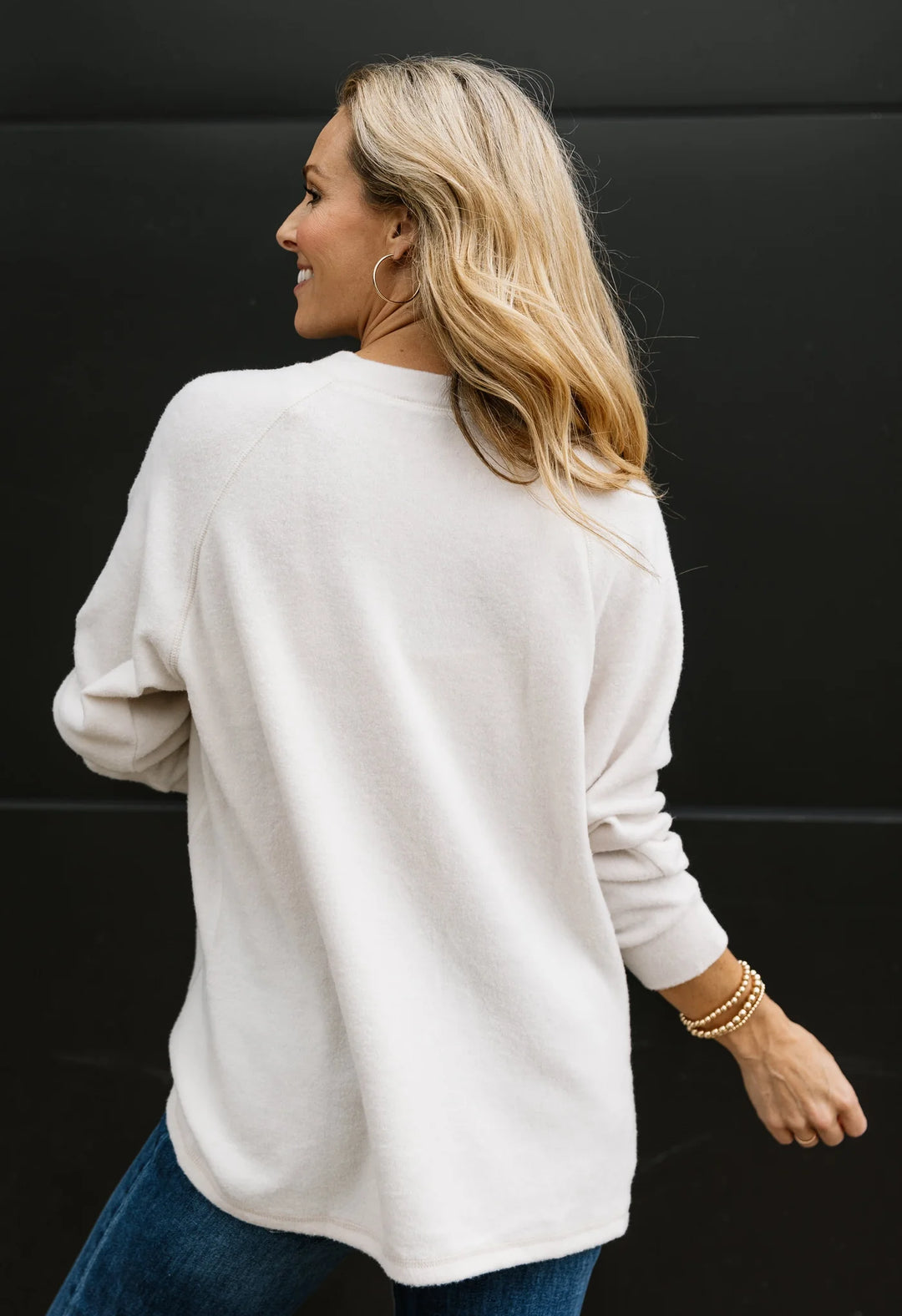 Zen Ultra Soft Button Knit Top (Sand Beige)