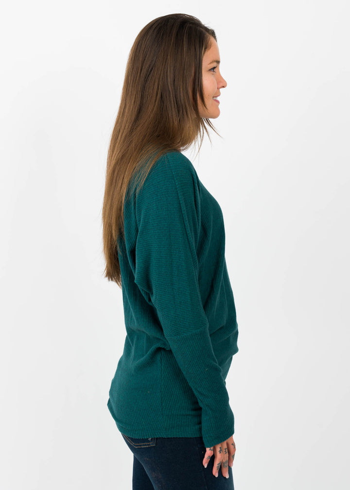 Natural Vibe Brushed Rib Top (Blue Green)