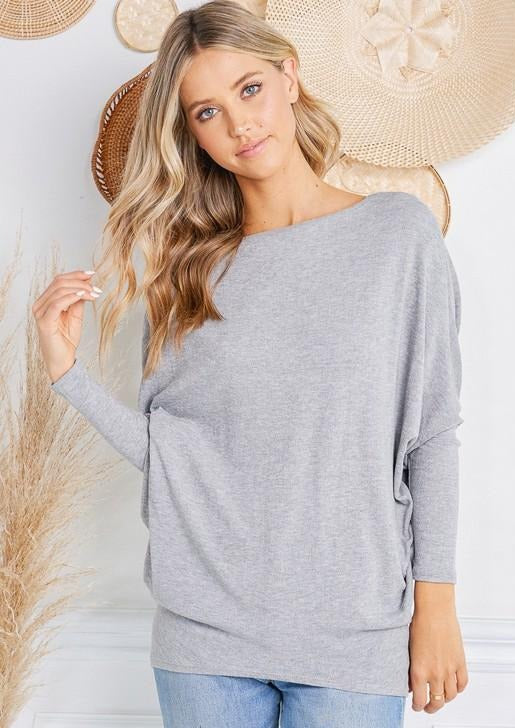 Jolie All Day Slouch Top (Heather Grey)