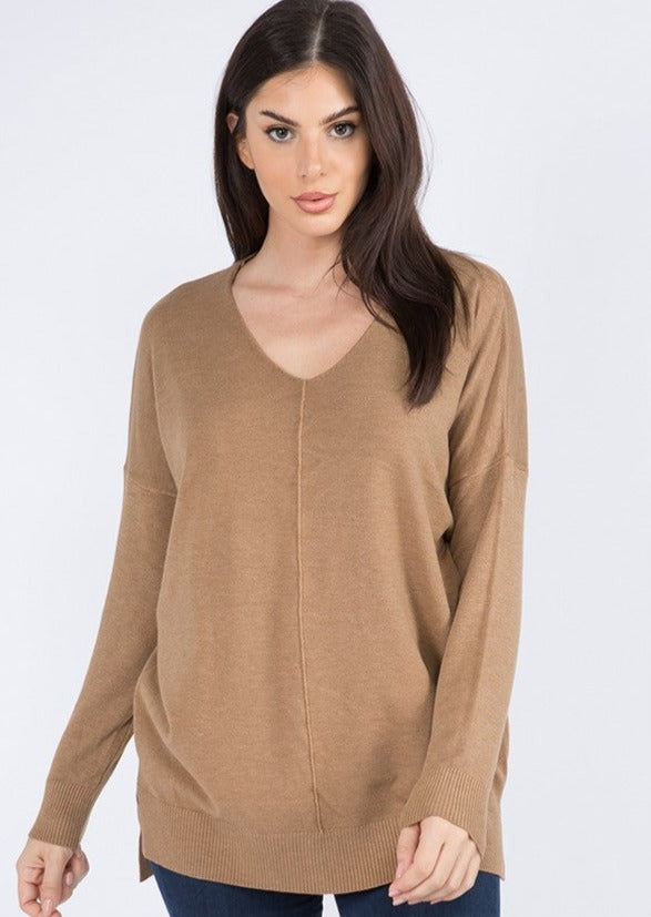 Comfy As Can Be Sweater (Heather Latte)