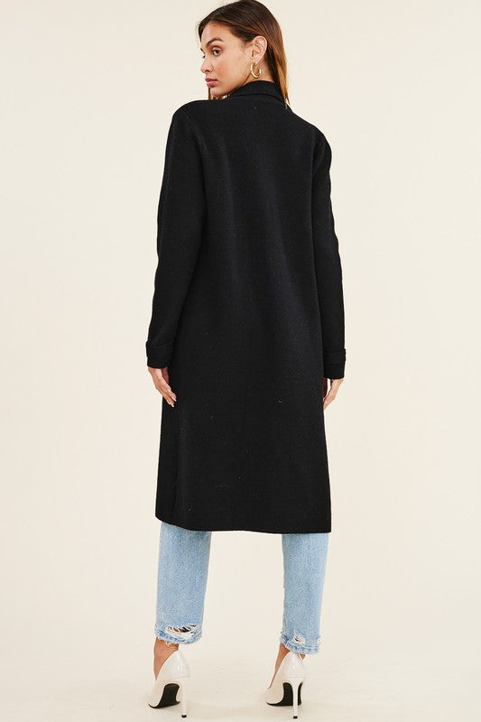 Jolie Cashmere Knit Trench Coat (Black)