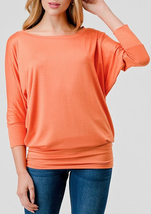 Natural Vibe Modal Round Neck Top (Tangerine)