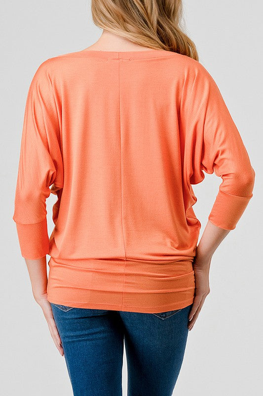 Natural Vibe Modal Round Neck Top (Tangerine)