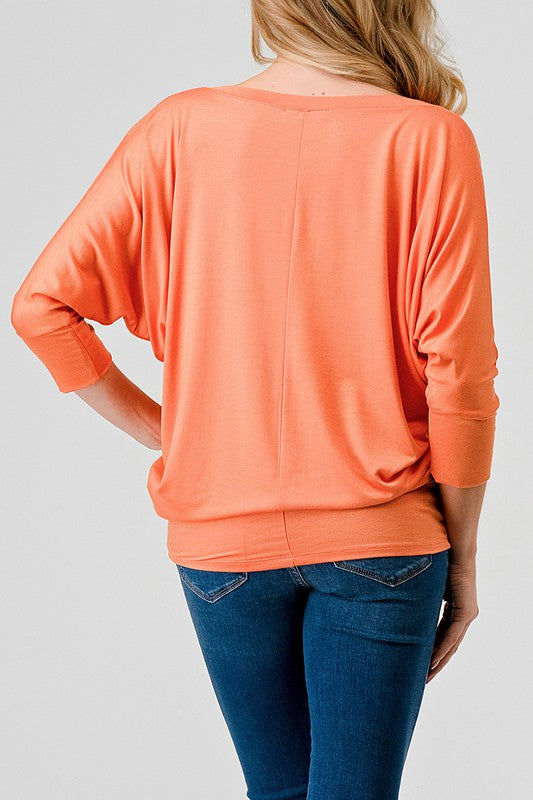 Natural Vibe Modal V Neck Top (Tangerine)