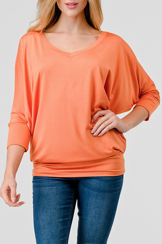 Natural Vibe Modal V Neck Top (Tangerine)
