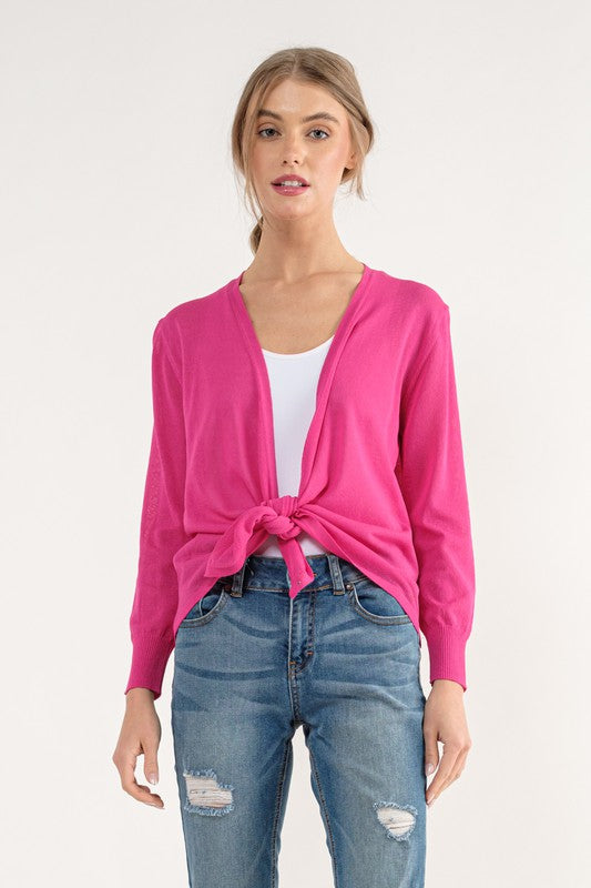 Cielo Multi Tie Cardigan (Hot Pink)