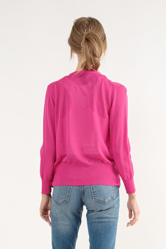 Cielo Multi Tie Cardigan (Hot Pink)