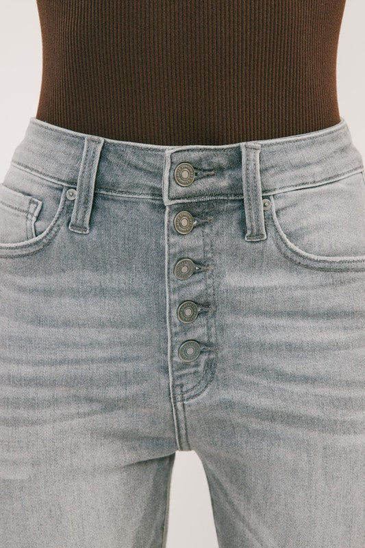Kancan Kayla Button Skinny Jean (Light Grey)