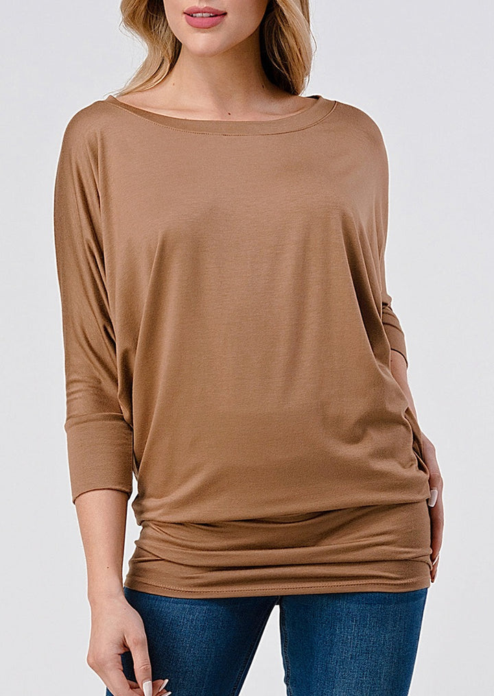 Natural Vibe Modal Round Neck Top (Cocoa)