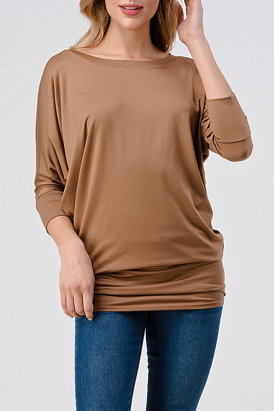 Natural Vibe Modal Round Neck Top (Cocoa)