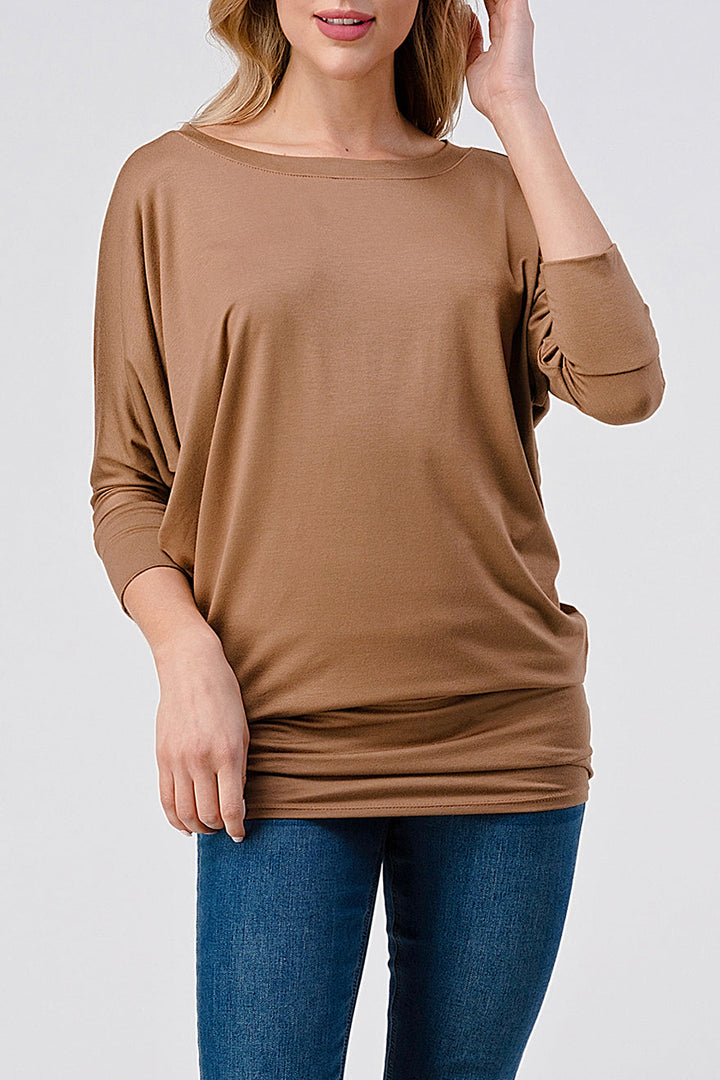 Natural Vibe Modal Round Neck Top (Cocoa)
