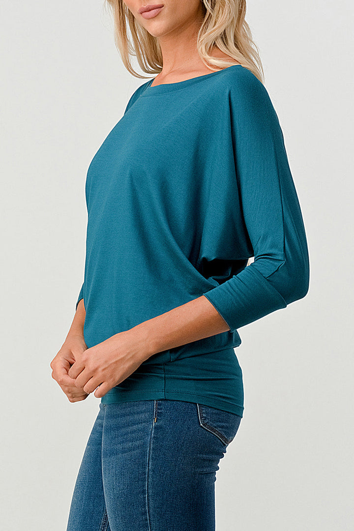 Natural Vibe Modal Round Neck Top (Emerald)