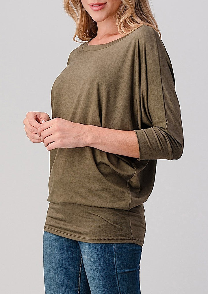 Natural Vibe Modal Round Neck Top (Olive)