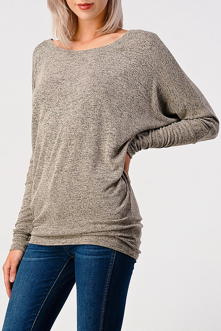 Natural Vibe Knit Long Sleeve (Heather Taupe)