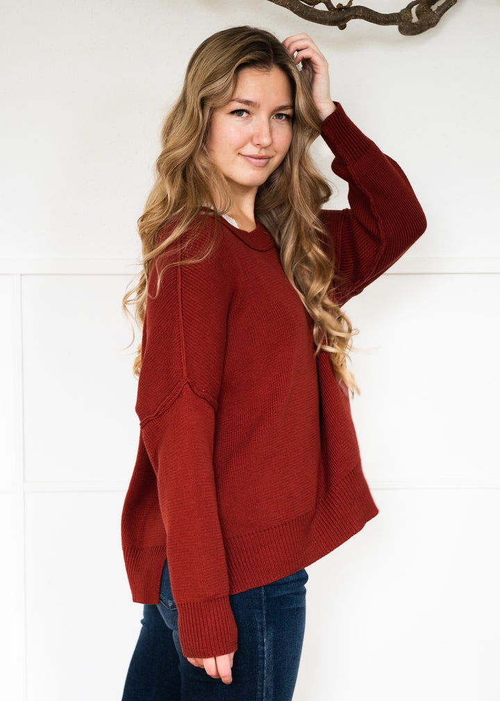My Cozy At Home Sweater (Red Bean)