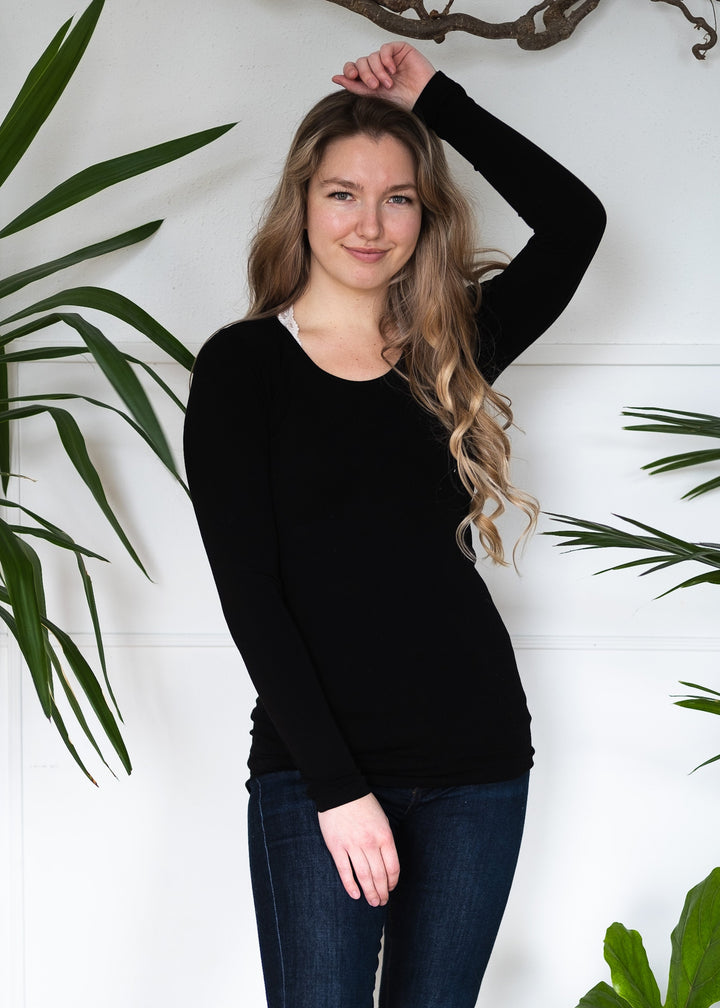 Bamboo Layering Scoop Neck Top (Black)