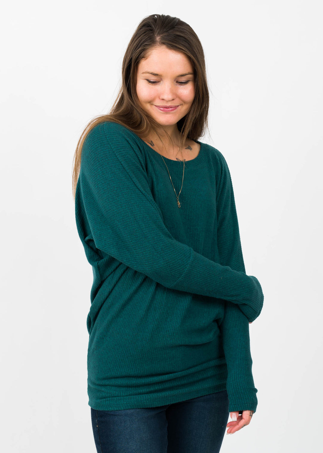 Natural Vibe Brushed Rib Top (Blue Green)