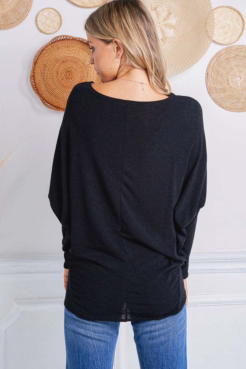 Jolie All Day Slouch Top (Black)