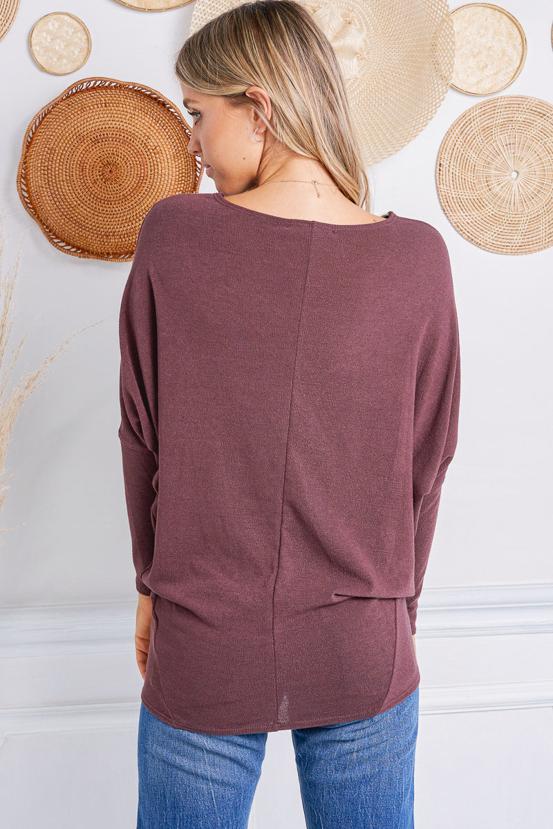 Jolie All Day Slouch Top (Raisin)