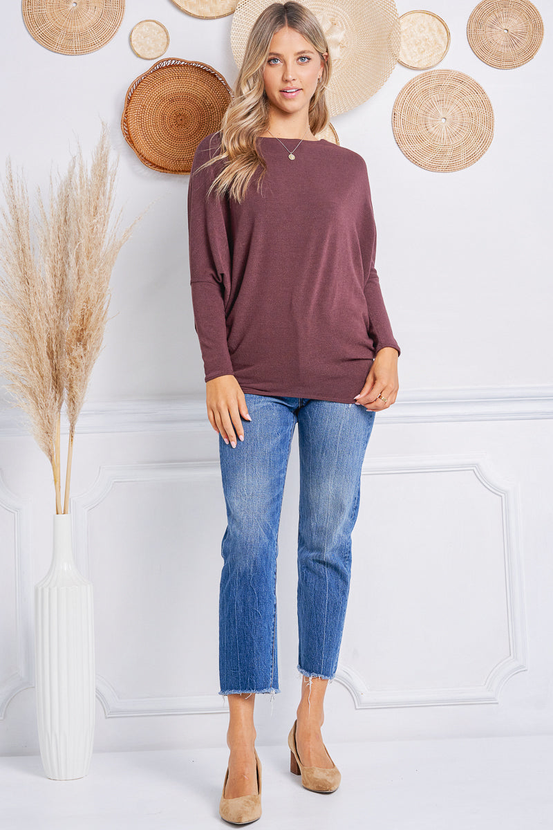 Jolie All Day Slouch Top (Raisin)