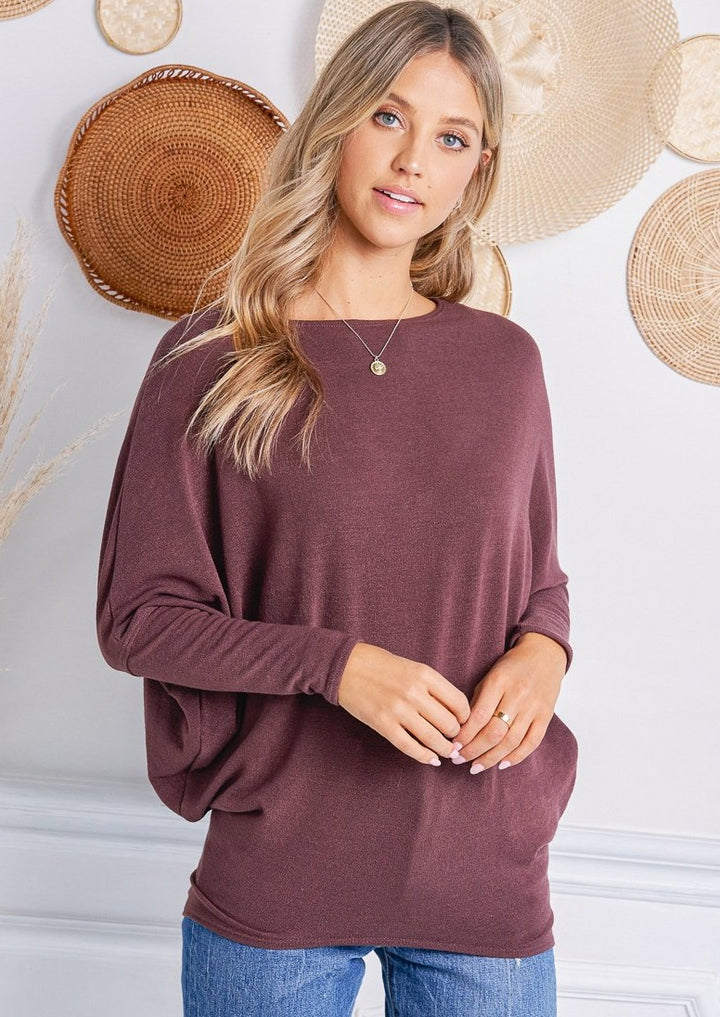 Jolie All Day Slouch Top (Raisin)