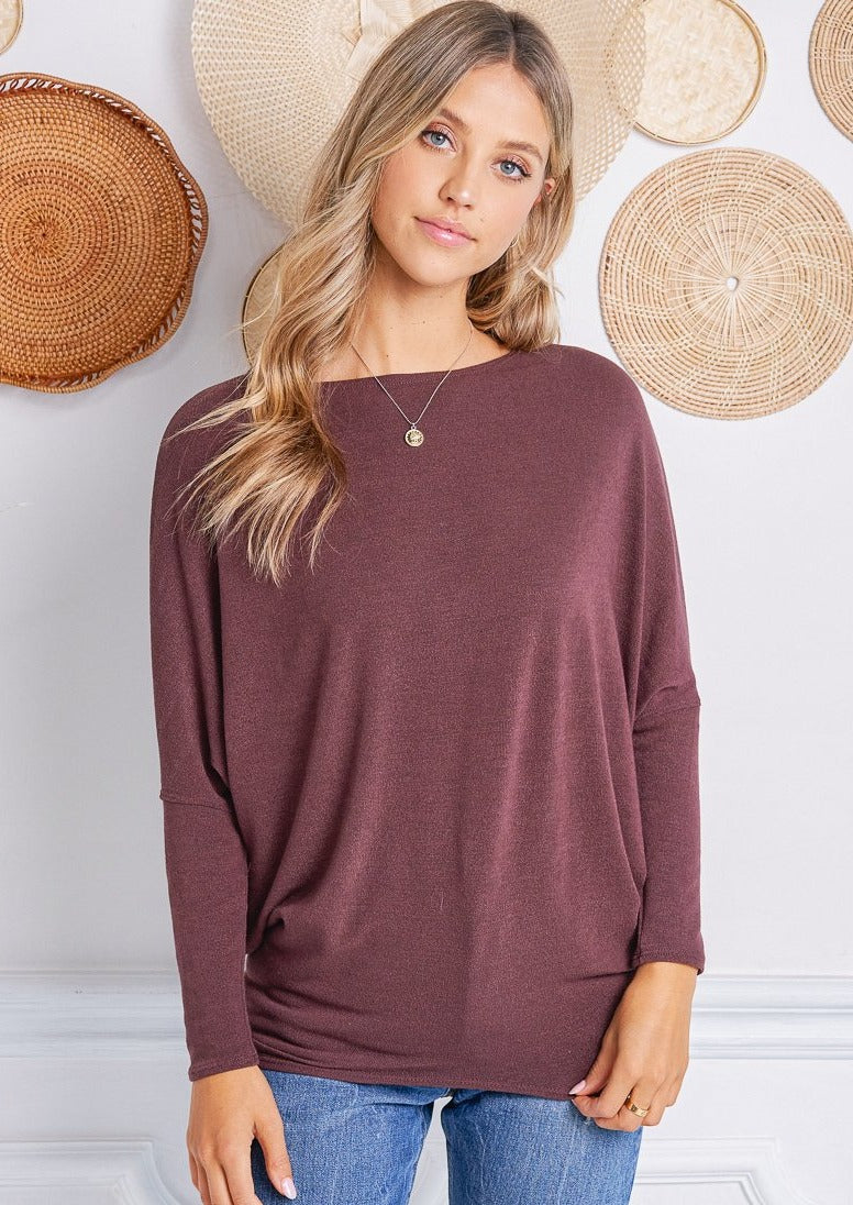 Jolie All Day Slouch Top (Raisin)