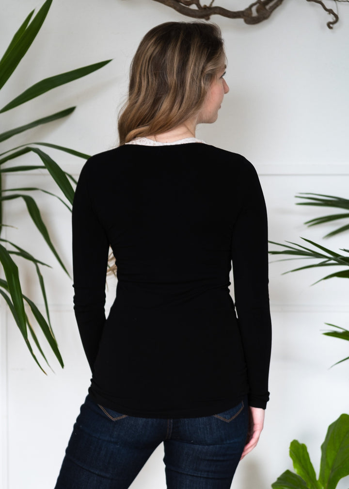 Bamboo Layering Scoop Neck Top (Black)