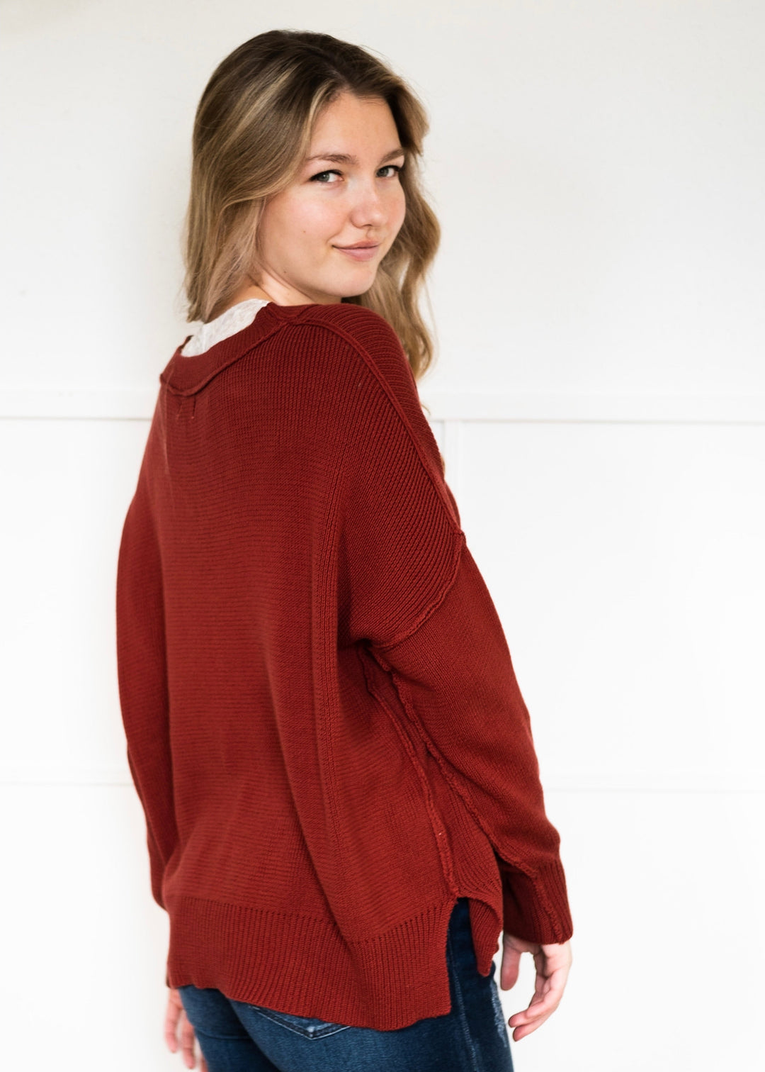 My Cozy At Home Sweater (Red Bean)