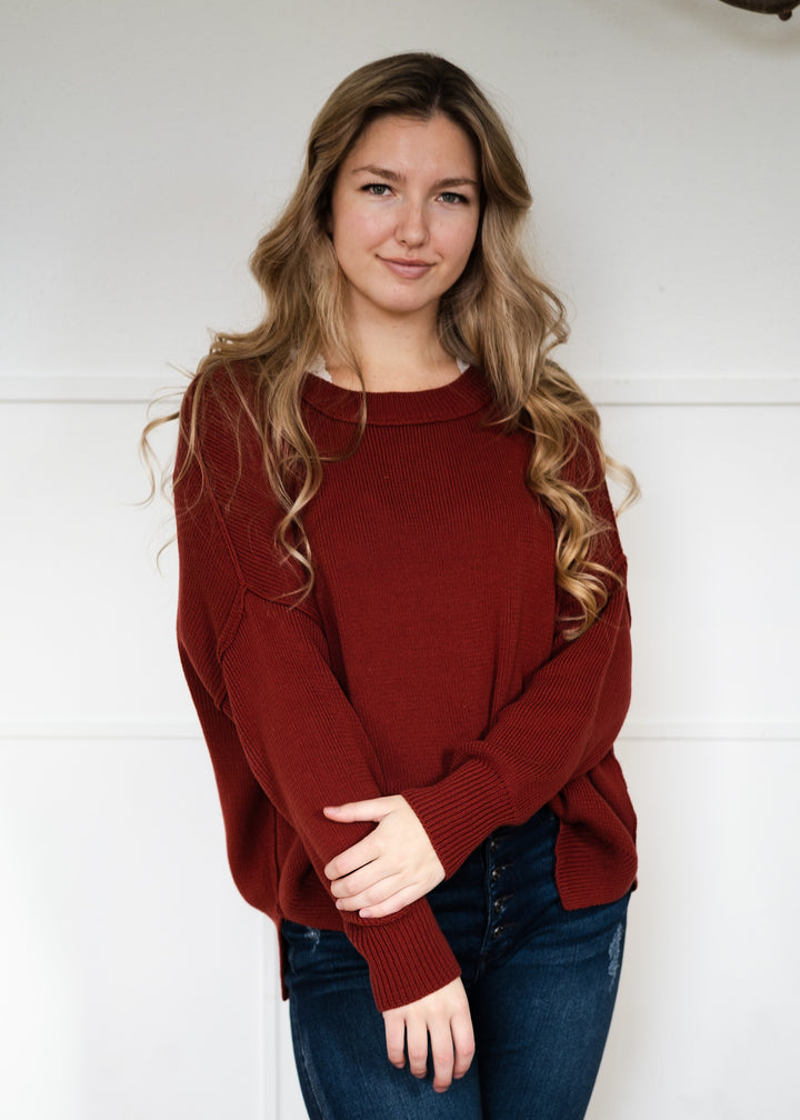 My Cozy At Home Sweater (Red Bean)
