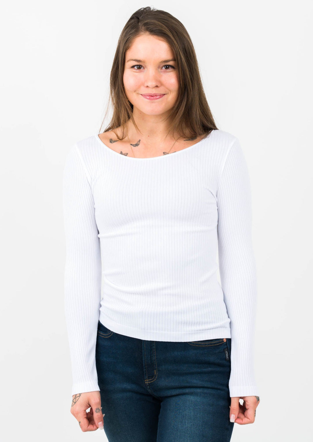 C'est Moi Bamboo Rib Round Top (White)