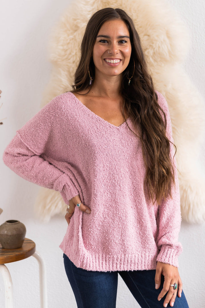 My Cozy Fuzzy Teddy Sweater (Pink)