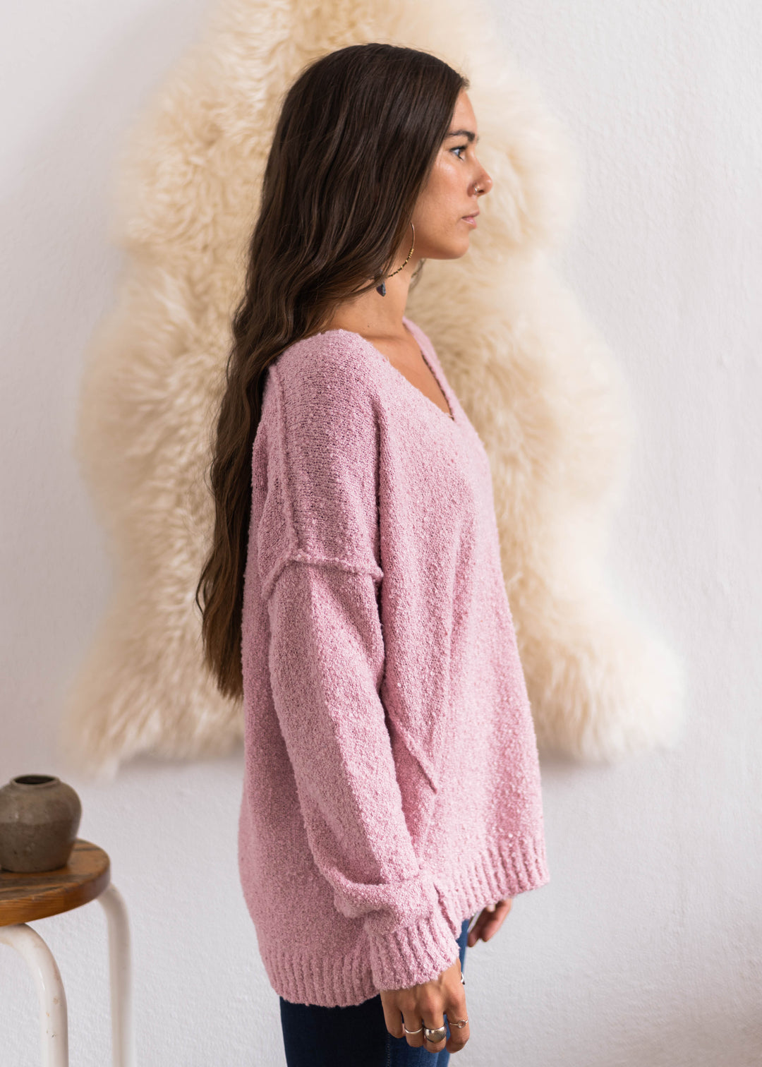 My Cozy Fuzzy Teddy Sweater (Pink)