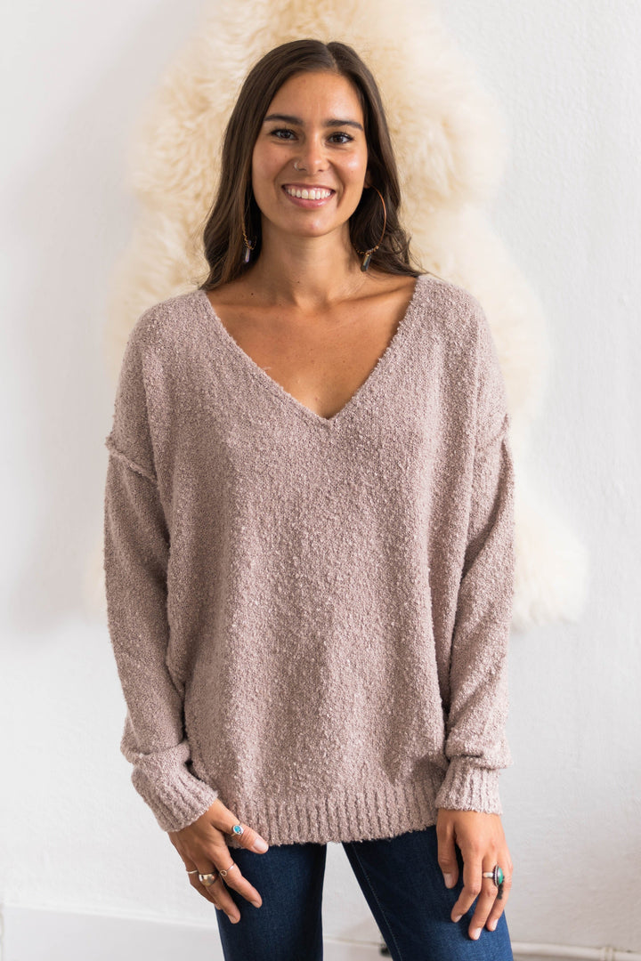 My Cozy Fuzzy Teddy Sweater (Mocha)