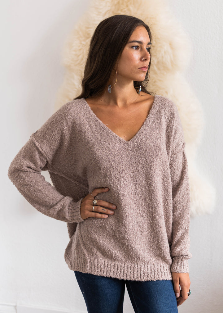 My Cozy Fuzzy Teddy Sweater (Mocha)