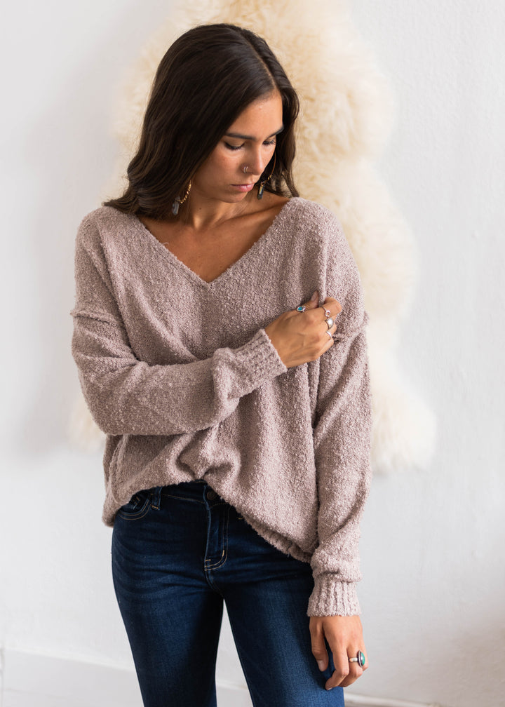 My Cozy Fuzzy Teddy Sweater (Mocha)