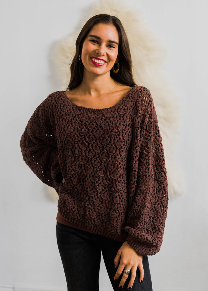 My Cozy Tea Time Sweater (Chocolate)