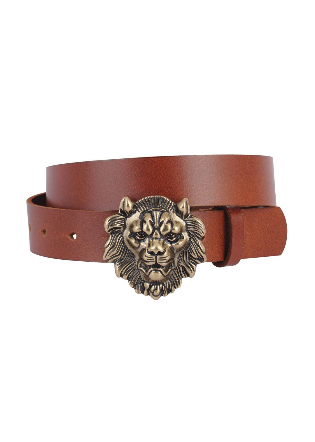 Most Wanted Lion Buckle Leather Belt (Tan)