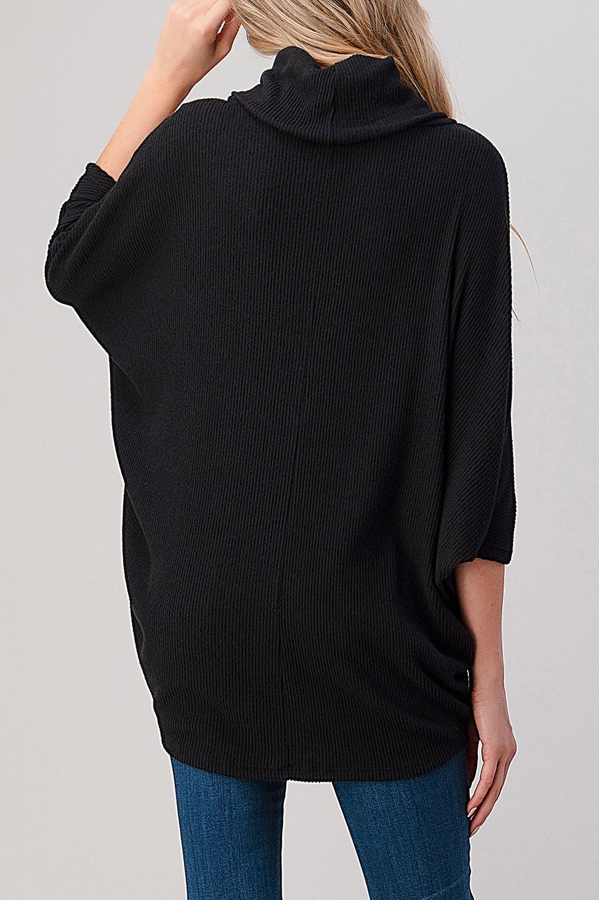 Natural Vibe Cowl Neck Sweater (Black)