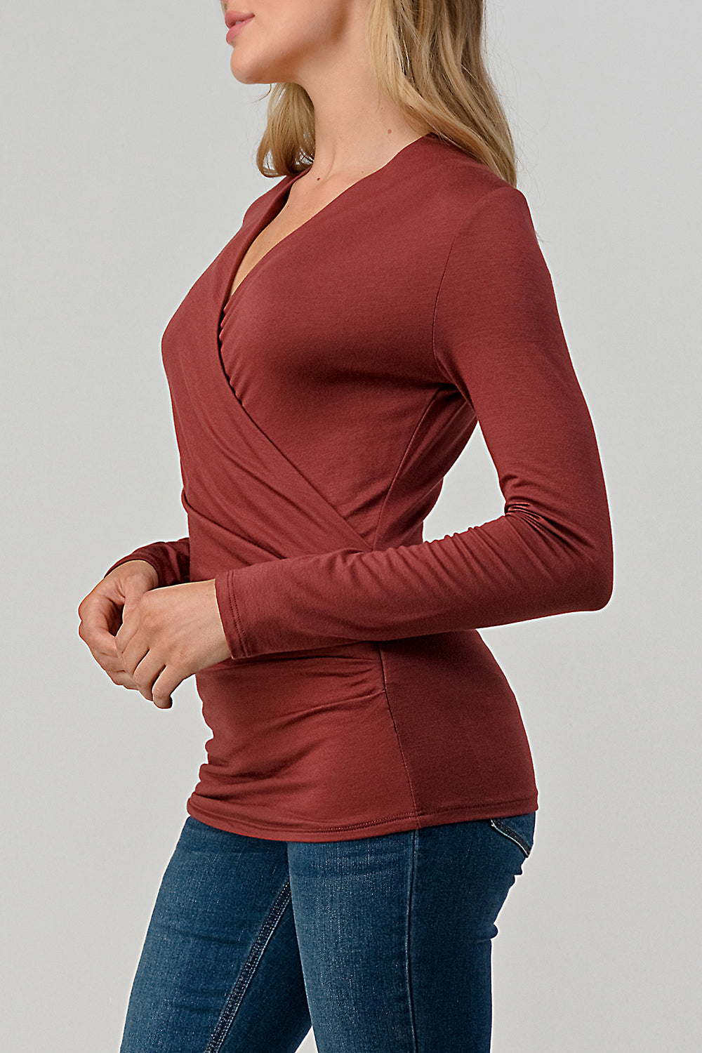 Natural Vibe Modal Wrap Blouse (Red Clay)