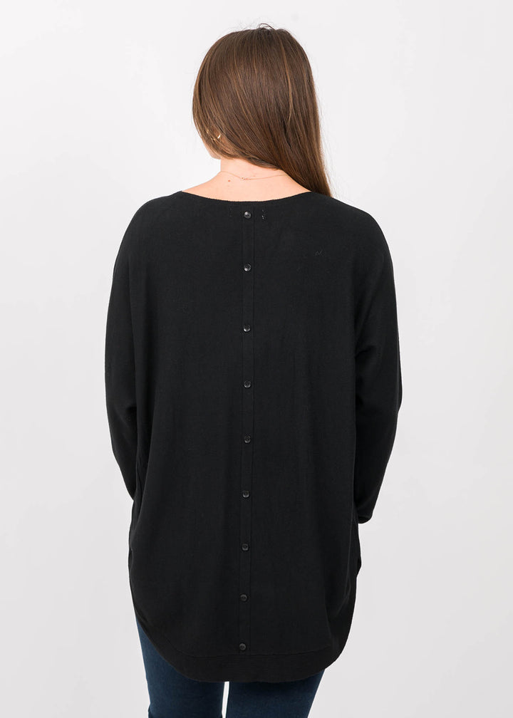 Meo Oversized Button Sweater (Black)