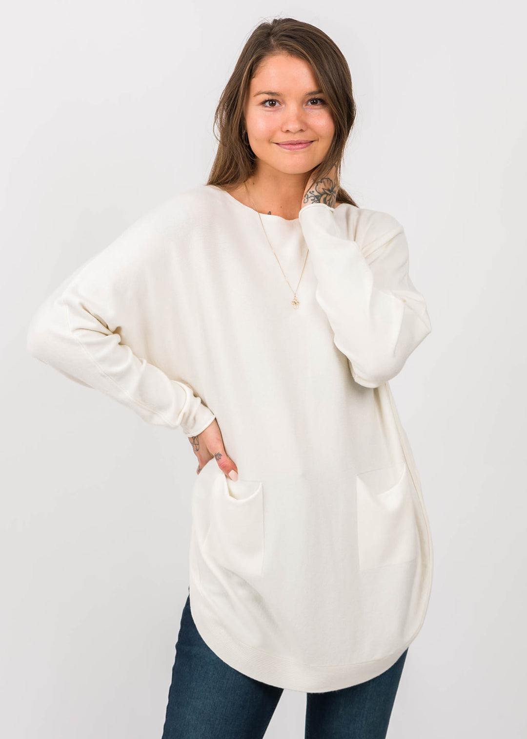 Meo Button Oversized Sweater (Ivory)